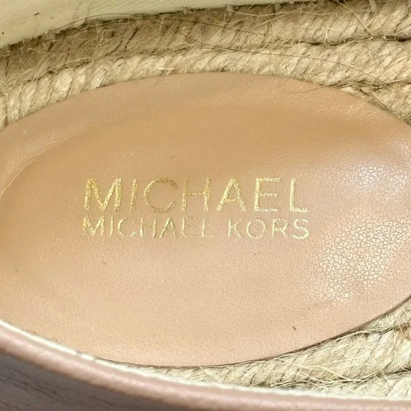 Michael Kors Blush Pink Black Leather Kendrick Slip On Espadrilles Flats 8.5M - Picture 8 of 10
